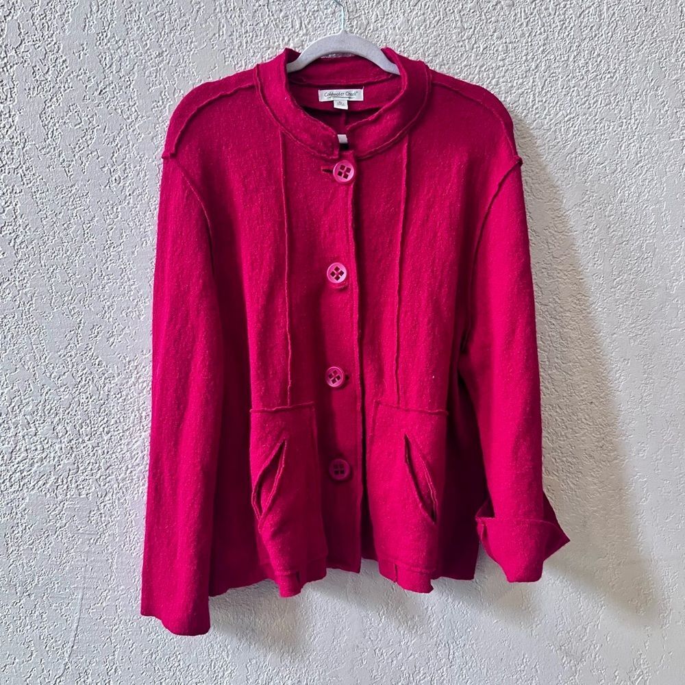 Coldwater Creek Wool Rayon Jacket Coat Blazer Sz‎ XL Funky Pockets Boho